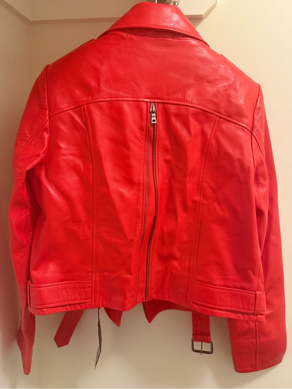 MACEOO PARIS Red Leather Jacket with Back Zip